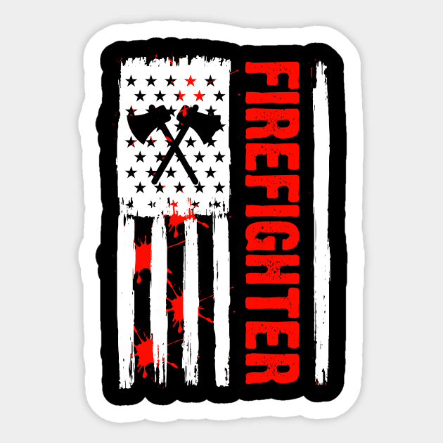 Firefighter American Flag Patriotic Firefighter Sticker by Fabvity